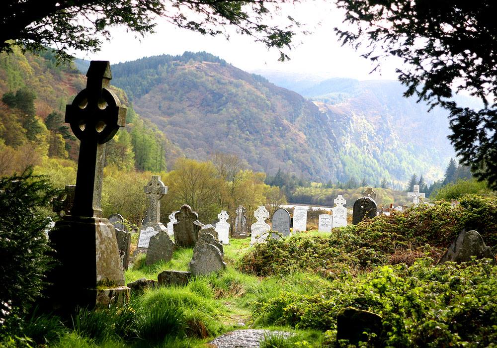 Well-maintained cemetery pathway